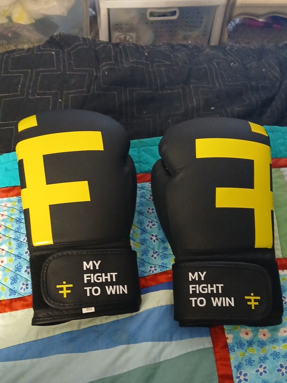 Black and Yellow Men's Boxing Gloves - My Fight To Win